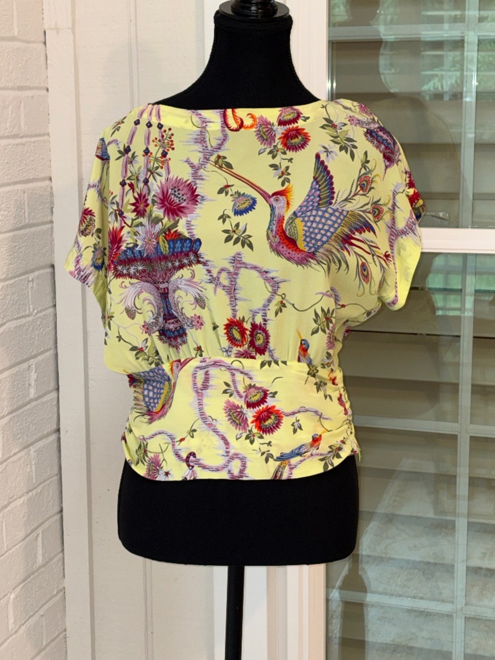 Anthropologie Maeve Floral Garden Silk Top Shirt Blouse XS